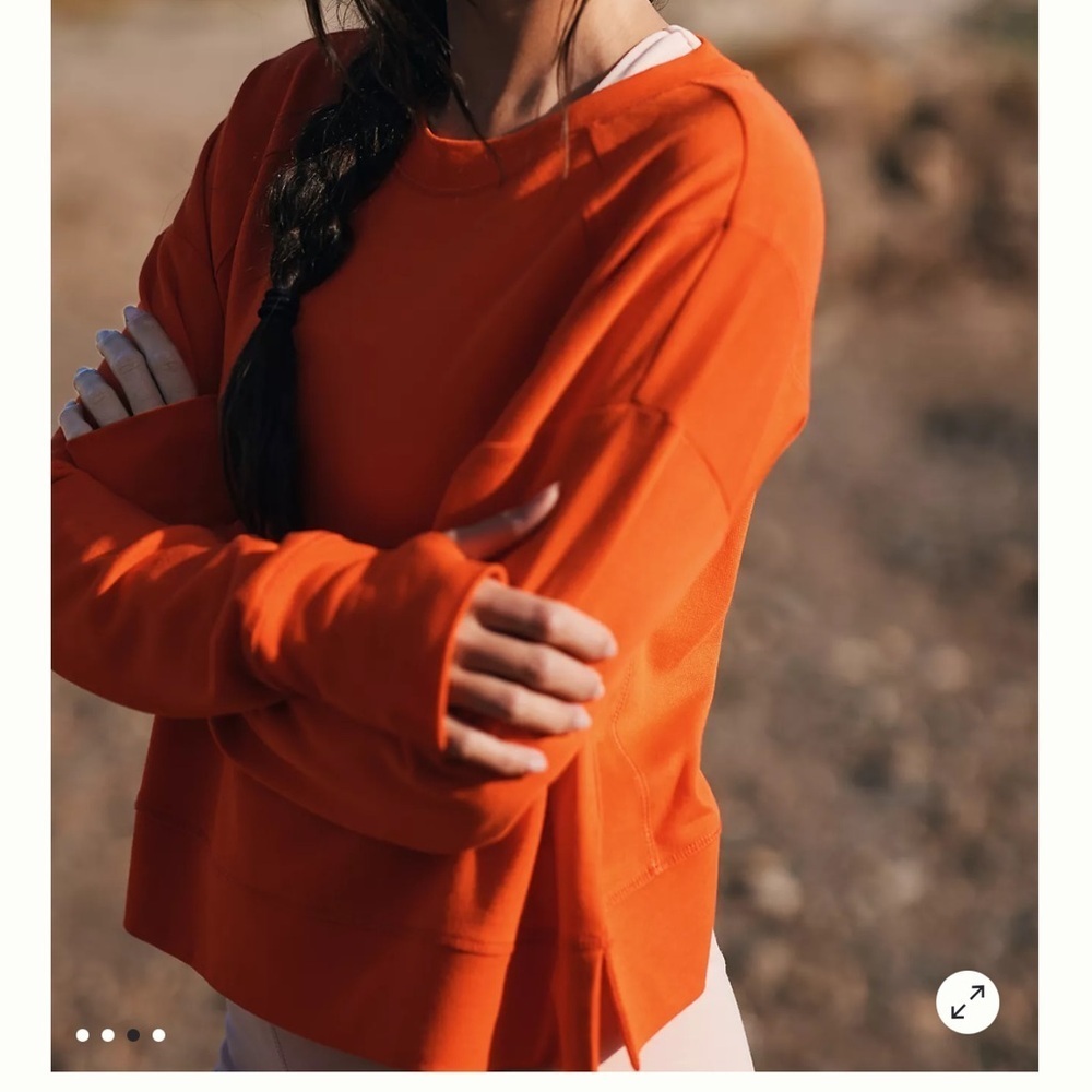 Sweaty Betty After Class Orange Cropped Sweatshirt Size Medium